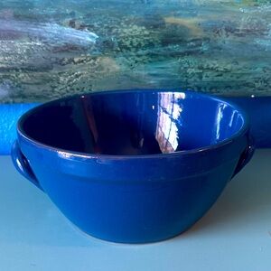 Made in Italy Beautiful Heavy Navy Blue Ceramic Bowl with Handles